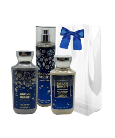 Bath & Body Works DREAM BRIGHT 3-piece Gift Set with a Blue Bow for Holidays & Gifts - Shower Gel Mist & Body Lotion