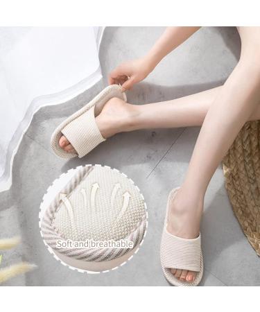 Maltose Washable House Slippers 4 Pair Set - Non Slip, Breathable Linen, Open Toe Spa Slippers for Men and Women - Reusable and Bulk Pack - 2 Beige Medium + 2 Brown Large Sizes - Buy Online on GoSupps.com