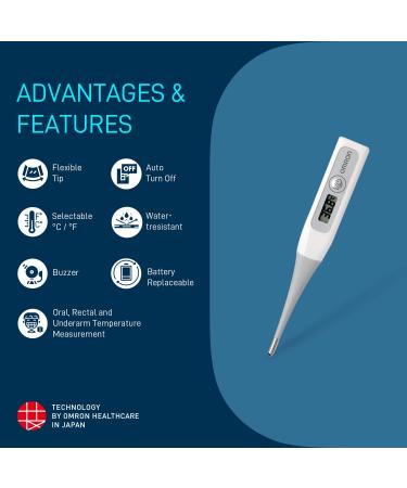 Omron MC-343 Digital Flex Thermometer - Fast 10 Second Readings - Buy Online on GoSupps.com