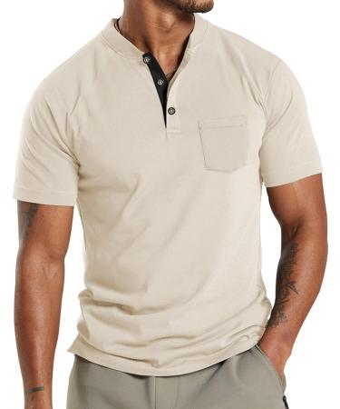 Men's Polo Shirt - Short Sleeve Reversed Collar Regular Fit Casual & Sport Styles - XXL Khaki - Buy Online on GoSupps.com