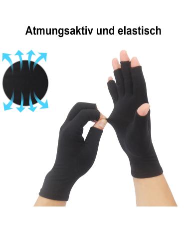 2-Pair Arthritis Compression Gloves for Men & Women - Fingerless Breathable Relief for Rheumatoid & Osteoarthritis - Black Size M - Buy Online on GoSupps.com