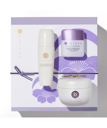 Tatcha Nourishing Care Set for Softer Firmer-Looking Skin | Silk Cream Mini Camellia Cleansing Oil and Mini Silk SPF ($180 Value)