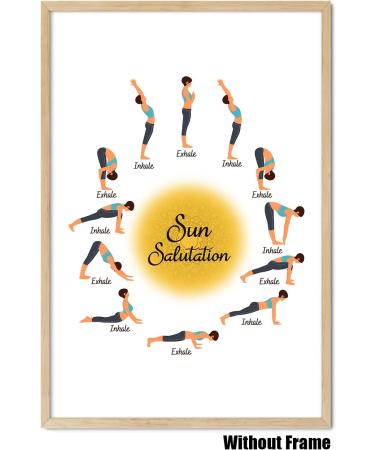 Teevoke 16x24 Yoga Inhale Exhale Sun Salutation Poster - Unframed Meditation Morning Yoga Flow Poses Surya Namaskar - No Frame - Buy Online on GoSupps.com