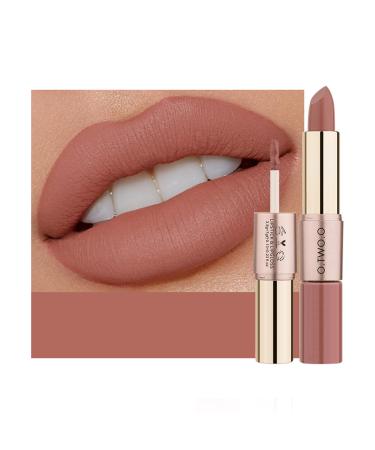 KUAILEGO ROSE GOLD 2 In 1 Matte Lipstick & Liquid Lipstick Matte Finish Nude Full Color Lipstick Long Lasting Waterproof Velvet Lip Gloss (04)