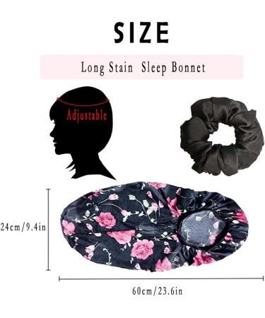 Shop Ladaypoa 2-Piece Long Satin Sleeping Hats for Women | Extra Large Soft Hair Hood | Comfortable Black & Red Design - Buy Online on GoSupps.com