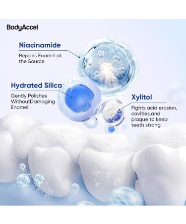 BodyAccel Niacinamide Whitening Toothpaste, Intensive Radiant Toothpaste with Fluoride-Free Formula, Stain-Removing Daily Cleaning, Enamel Care & Fresh Breath, 1 Pack - Buy Online on GoSupps.com