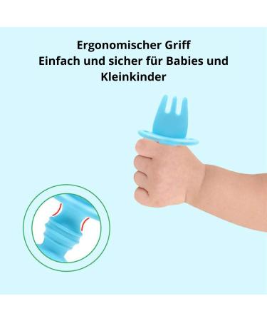 Buy BPA-Free Baby Esslern Cutlery Set | Soft Baby Spoon & Fork - Ergonomic & Dishwasher Safe Biting Toys (Blue) - Buy Online on GoSupps.com