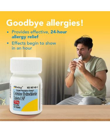 Rising Pharma Cetirizine HCL 10mg Antihistamine Seasonal Allergy Tablets - 100 Tablets - Buy Online on GoSupps.com