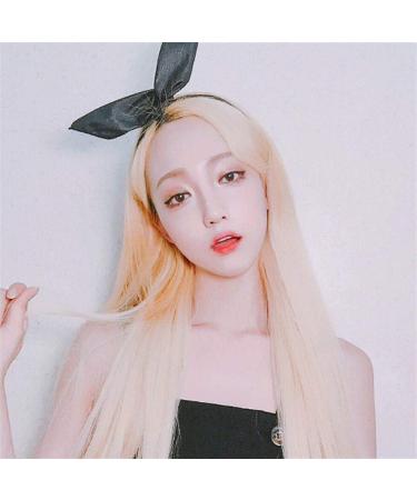 Anime color wig cos long straight hair in the bangs light pink long hair beigeLinen Grandma ash