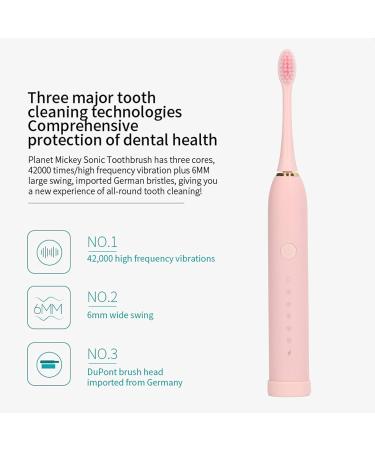 Electric Toothbrush - IPX7 Waterproof 6 Modes & 4 Heads (Pink) - International Shipping Available - Buy Online on GoSupps.com