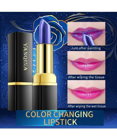 MEICOLY Magic Color Changing Lipstick Set - Matte Black Shimmer Blue | Nutritious Tinted Lip Balm for Women | Halloween Makeup | Moisturizing Lazy Lipstick - Buy Online on GoSupps.com