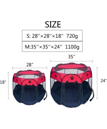Horing Pop Up Pet Playpen Carrier | Portable Foldable Paw Kennel M 35 * 35 * 24 Red - Buy Online on GoSupps.com