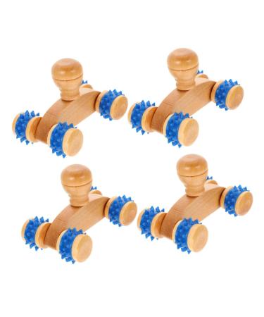 Healeeved 4 pieces Massage roller made of wood Maderoterapia Roll-Nacken-Nacken-Massagerer Roll massager for the legs body roller Hand massage roller The rod massage roller wooden feet massage hammer