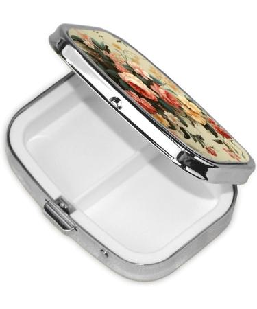 Flowers Decorative 2 Compartment Small Pill Case - Cute Travel Pill Organizer & Purse Gift - Buy Online on GoSupps.com