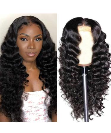 13x4 Lace Front Wigs Human Hair Loose Deep Wave Lace Frontal Wigs for Black Women Human Hair Pre Plucked Loose Deep Curly Lace Front Wig Natural Hairline Glueless 150% Density 20 Inch 20 Inch Loose Deep Wave Lace Front Wigs