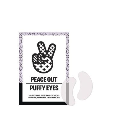 PEACE OUT Skincare Puffy Eyes. Biocellulose Under-Eye Patches that Minimize Puffiness, Dark Circles and Tired-Looking Eyes with Caffeine and Niacinamide (6 pairs)