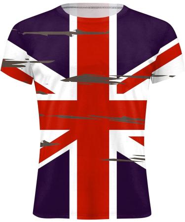 Union Jack Flag UK Great Britain Classic T-Shirt | Men Women O Neck Summer Tee (XXL, Red) - Buy Online on GoSupps.com