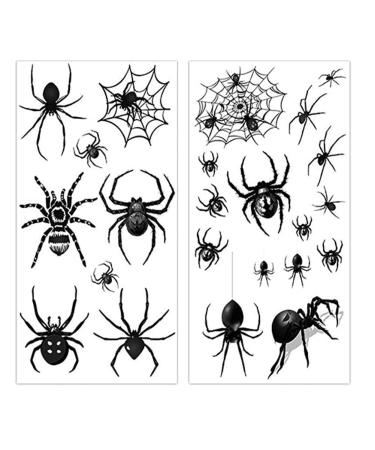 Peanuty 10 Sheet Scary Spider Temporary Tattoo Stickers - Halloween Spider Web Designs for Adults and Kids - Waterproof Body Art for Parties and Cosplay - Buy Online on GoSupps.com