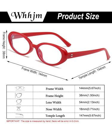 Retro Oval Blue Light Blocking Glasses for Men & Women - 90s Style Small Frame Eyeglasses for Computer & TV (Red - Buy Online on GoSupps.com
