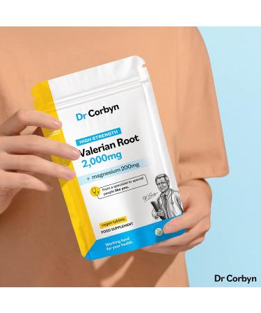 Dr Corbyn Valerian Root 2 000mg (240 Tablets) | High Strength Valerian Supplement with Magnesium 200mg | Inner Calm Support Sleep | Vegan & UK Made (Pack of 1) 240 count (Pack of 1) - Buy Online on GoSupps.com