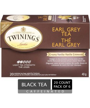 Twinings Earl Grey Creamy Vanilla Individually Wrapped Tea Bags | Black Tea with Vanilla & Bergamot Citrus | 20 Count (Pack of 6) | Enjoy Hot or Iced Earl Grey Creamy Vanilla 20 Count (Pack of 6) - Buy Online on GoSupps.com