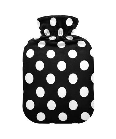 Black white polka dots hot water bottle with reference hot bottles for pain relief hand feet warmer heating bottles for neck and shoulder pain 1l