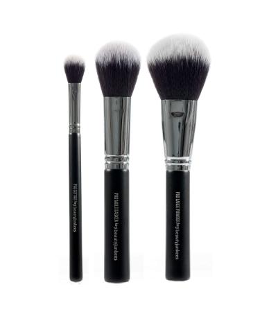 Powder Makeup Brushes Set Beauty Junkees 3pc Face Body Make Up Brush Large Fluffy Finishing Blush Bronzer Multitasker Setting Loose Pressed Minerals Synthetic Vegan Cruelty Free