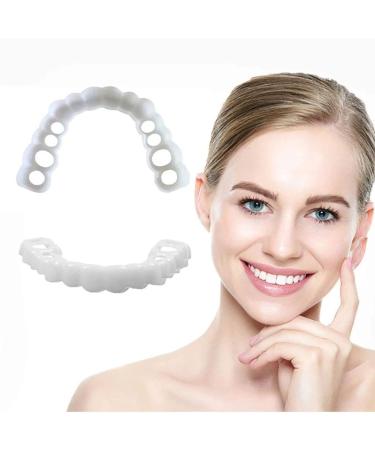 xindinuo 2 Pairs Snap On Dentures,Veneer Teeth,Fake Teeth,Instant Veneers Dentures For Men And Women,Fix Confident Smile