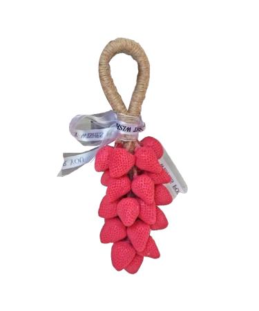 Briimm Handmade Crystal Grape Decorative Strawberry Essential Oil Soap Hanging Aromatherapy Bath and Hand Wash Gift with Twine Rope (1 Red)