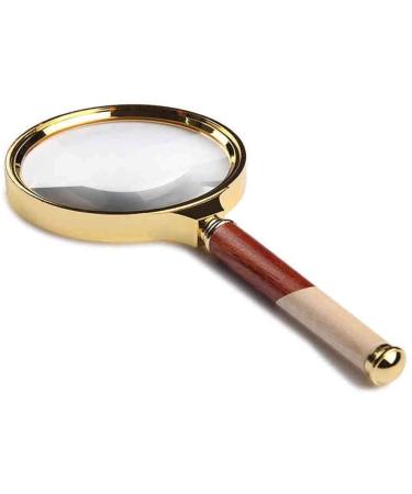 Spacmirrors 6X Handheld Glass Wood Handle for Scale Measurement Hd Lens Identification Cylinder Identification Watches DIY Crafts Carving Repair Magnifier