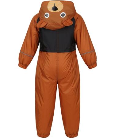 Regatta Kids Mudplay III Insulated Animal All-in-One Suit - 5-6 Years, Copper Almond/Black Bear - Buy Online on GoSupps.com