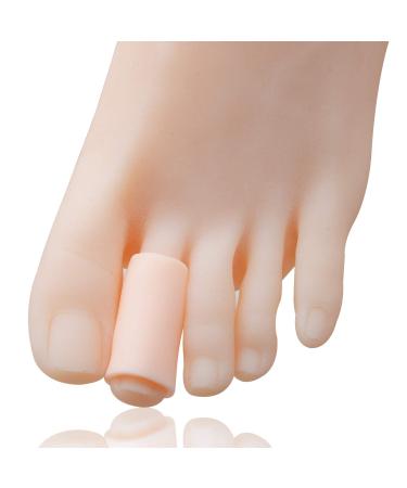 12 Pieces Gel Toe Sleeves Corn Cushion Silicone Toe Tubes Protectors for Cushions Corns Blisters Nail Issue Reduce Friction Bunions Hammer Toes (Beige)