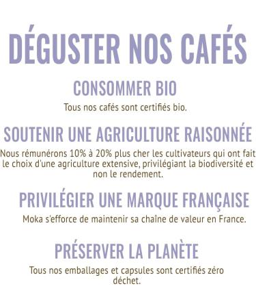 MOKA 100 Organic Compostable Capsules 100% Pure Arabica Mexico Honduras Ethiopia Brazil Peru - Compatible with Nespresso Capsule Machines - Intensity 6-8 - Home Compost - Roasted in France  - Buy Online on GoSupps.com
