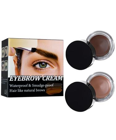 1PCS Eyebrow Pomade Waterproof Eyebrow Cream Brow Pomade Waterproof Smudge Proof Sweat Proof Long Lasting Natural Eyebrow Makeup for All Brow Shapes Dark Brown & Light Brown