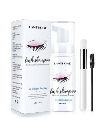50ml Eyelash Cleaner Eyelashes Extension Shampoo Brush Foam Lash Cleaner for Extensions & Natural Lashes Wash Makeup Remover Salon Home Use