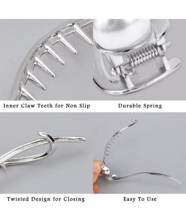Ahoney 4 Pcs Pearl Hairpins for Women - Fancy French Hair Clips for Thick Hair (Silver+Gold) - Buy Online on GoSupps.com