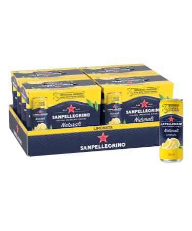 San Pellegrino Naturali Italian Sparkling Drink Limonata Lemon 330 mL Can 24 Cans Total