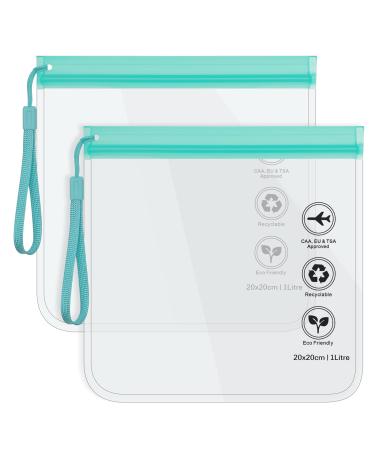 Clear Travel Toiletry Bag - Airport Security Liquids Bags Airport Liquid Bag 20 x 20cm TSA Approved Travel Accessories Makeup Bags Holiday Essentials Luggage for Men Women 2pcs Mint Green