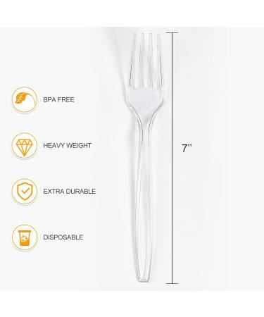 100 Count Heavy Duty Plastic Forks - Premium Disposable Cutlery for Parties, Picnics, and Events - Heat Resistant, BPA Free - Clear - Buy Online on GoSupps.com