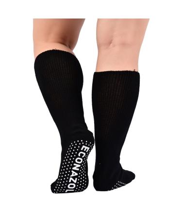 ECONAZOLE Bariatric Non Skid Socks Plus Size Diabetic Edema Sock for Men and Women Extra Wide Socks 2 Pack X-Large (2 Pairs) Black