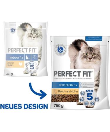 PERFECT FIT Indoor Adult Cat Dry Food - Chicken 750g & 4.5kg | Healthy Nutrition for Cats 1+ Year | International Shipping - Buy Online on GoSupps.com