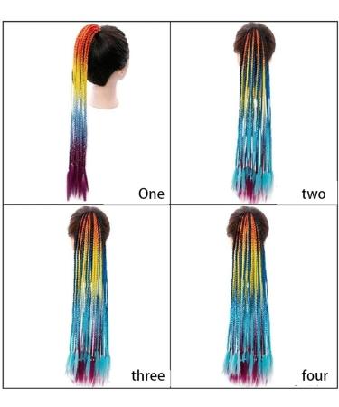Colored Braids Hair Extensions with Elastic Rubber Bands 24" Rainbow Braided Ponytail Hairpiece Synthetic Ponytail Hair Accessories for Women Girls (Color : D3 Size : 24inches) 24inches D3 - Buy Online on GoSupps.com