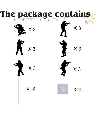 18pcs Army Cupcake Toppers for Boys Men Happy Birthday Army Party Decorations Supplies Glitter Military Army Dessert Cake Decorations Topper - Buy Online on GoSupps.com