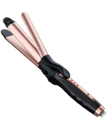 Travel Curling Flat Iron 2 in 1  1 1/4 Inch Hair Curler Iron Ceramic Barrel  Professional Straightener Curling Wand with Adjustable Temperature