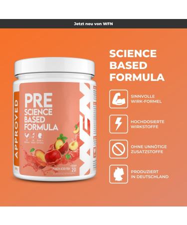 WFN Approved Pre-Workout Booster - Peach Iced Tea - 500g - High-Dose Formula with Citrulline Arginine & Caffeine - 20 Portions - Lab-Tested in Germany - Buy Online on GoSupps.com