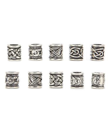 10Pcs Viking Beard Beads & Compass Pendant Set for Men - DIY Bracelet Jewelry Pendants - Norse Dreadlock Hair Tube Beads - Buy Online on GoSupps.com