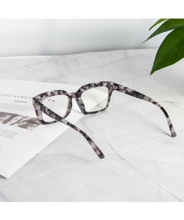MMOWW Oversized Women's Anti Blue Light Reading Glasses - Brown Grey Tortoiseshell 2.0 Square Frame - Buy Online on GoSupps.com