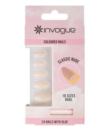 Invogue Coloured Oval Nails - Classic Nude (24 Pieces)