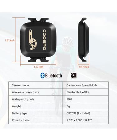 COOSPO Cadence Speed Sensor for Cycling - Wireless Bluetooth & ANT+ Bike RPM Sensor - Compatible with IP67/Rouvy/Zwift/Peloton - 1 Pack - Buy Online on GoSupps.com