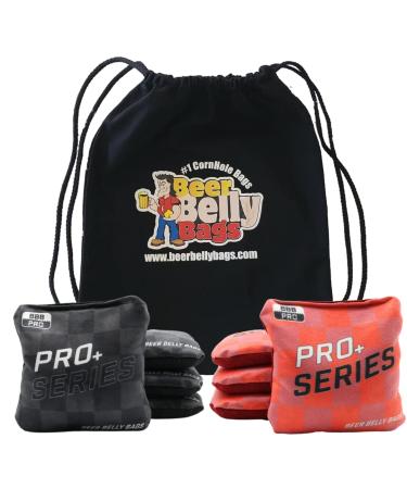 Beer Belly Bags Pro Plus Competitive Cornhole Bags, Pro+ Series Regulation Resin Fill Set of 8 Includes Carrying Tote Made in USA Red/Black